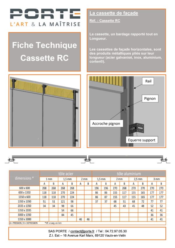 Système de Cassette RC-Bardage rapporté-tôlerie- SAS PORTE-LYON